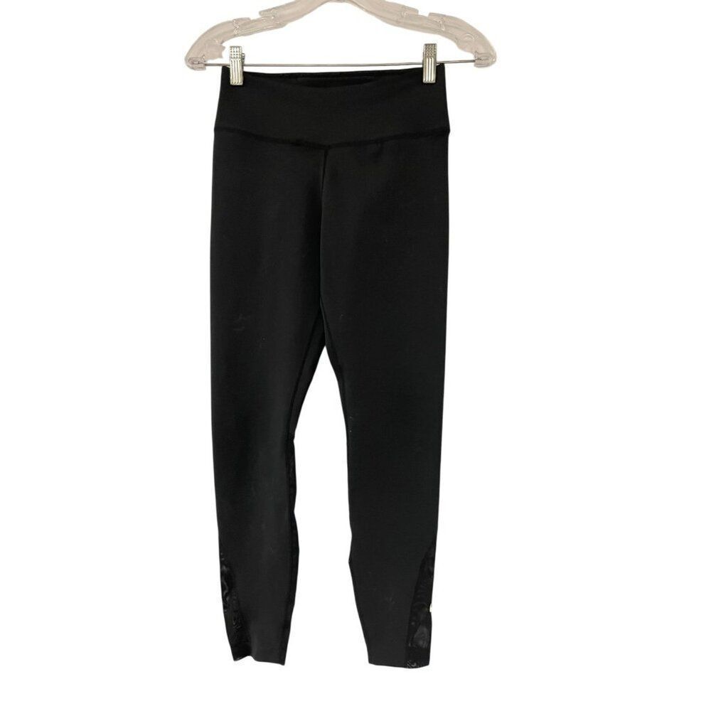 Nike Womens Dri-Fit Leggings Small Black Mesh Panel Polyester Blend Activewear